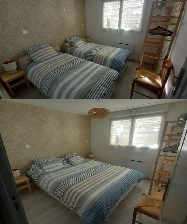 Chambre modulable avec 2 lits enfants ou 1 lit double 160x190, Mimizan-Plage